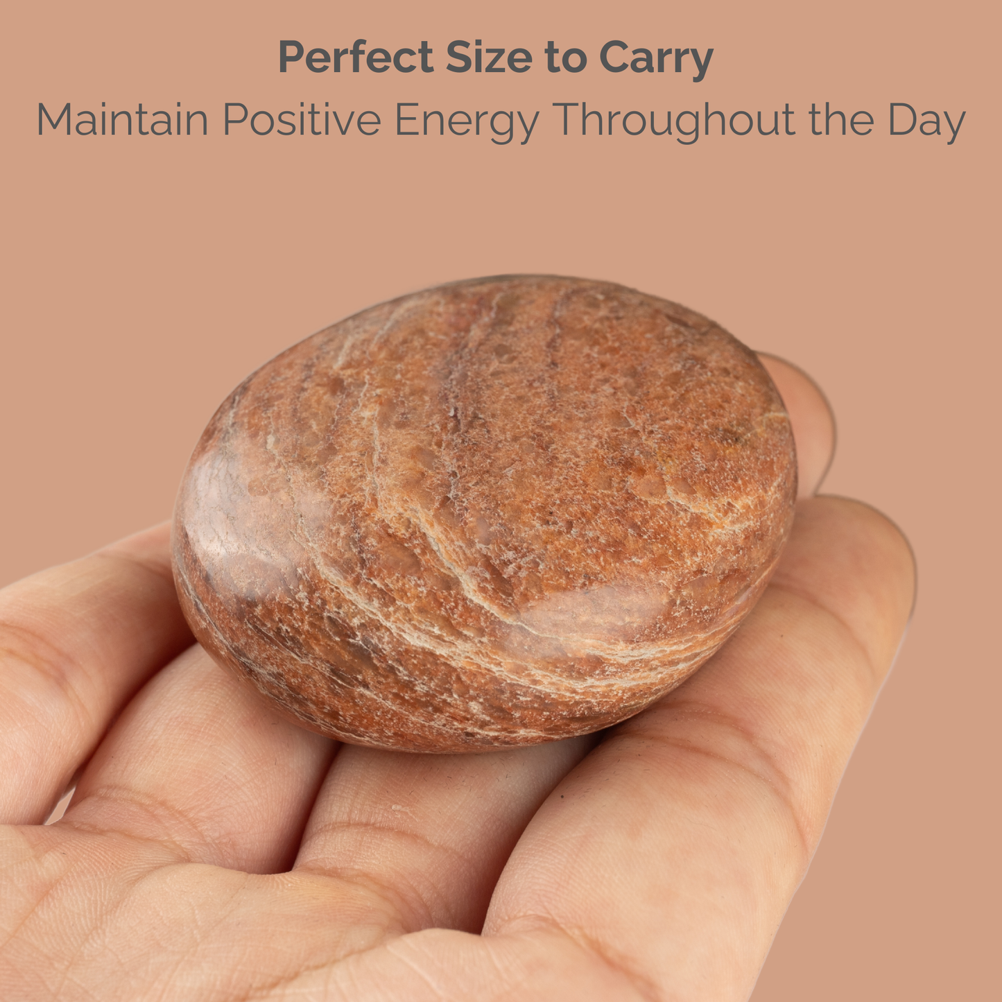 Peach Moonstone Palm Stone, Polished Crystal Stone for Chakra Balancing, Meditation, Spiritual and Crystal Gift