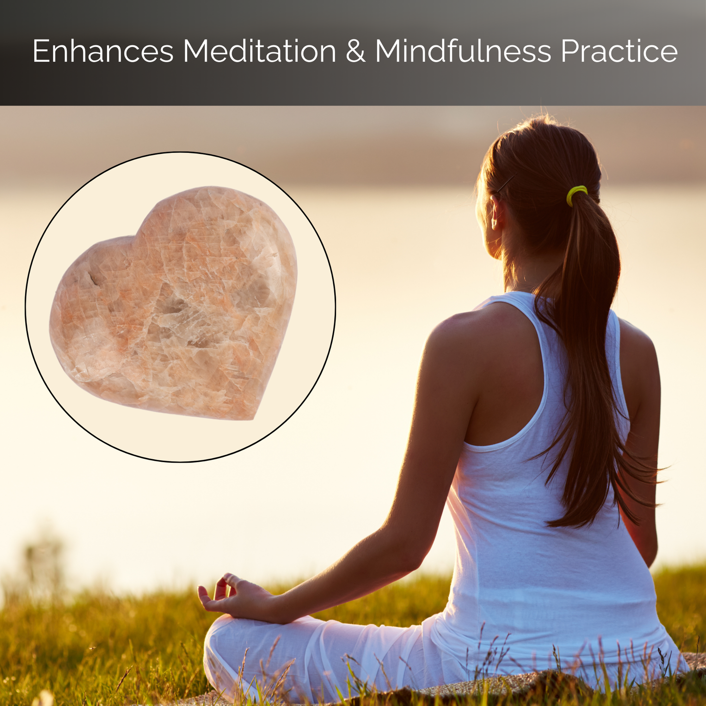 Peach Moonstone Heart Palm Stone, Polished Crystal Stone for Chakra Balancing, Meditation, Spiritual and Crystal Gift
