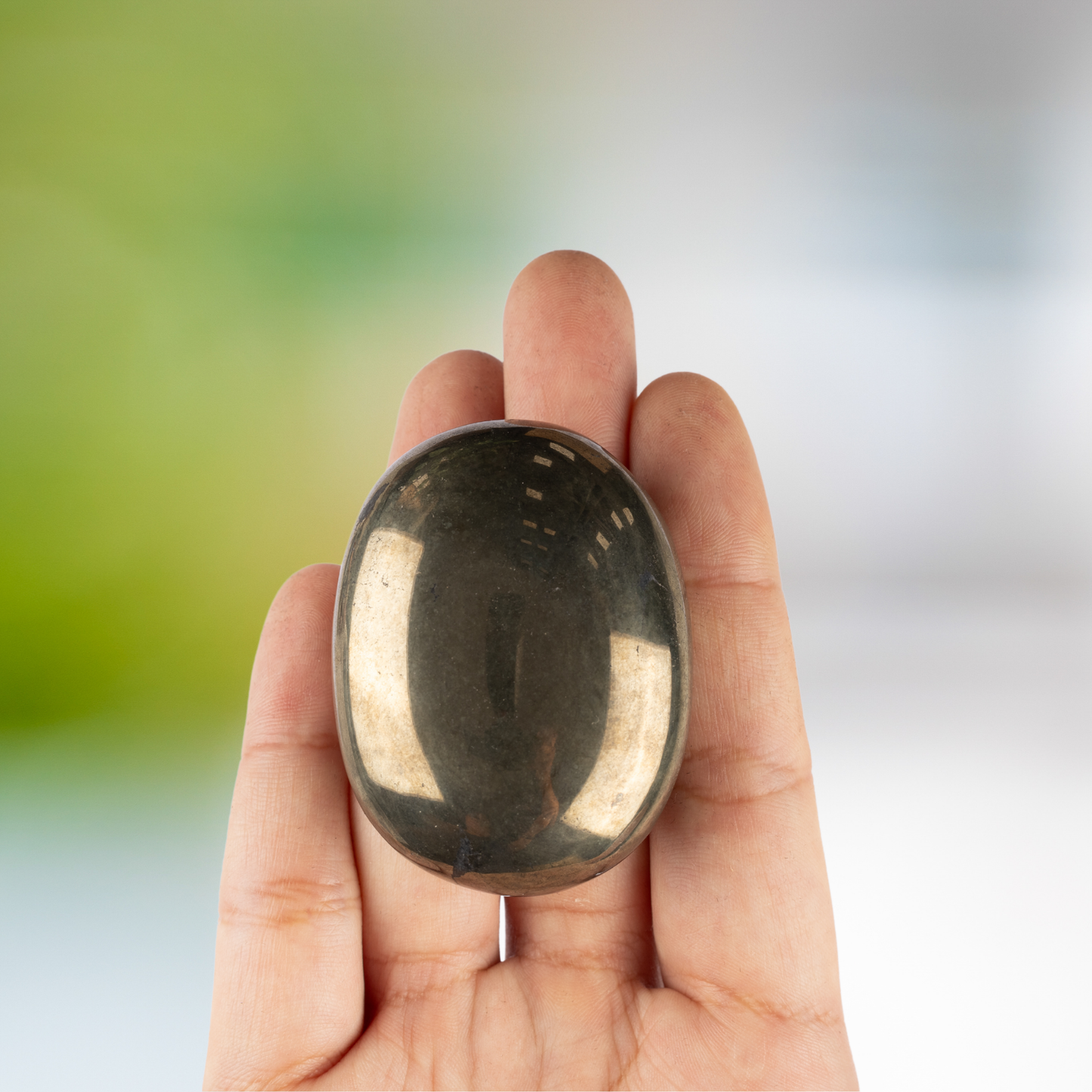 Pyrite Palm Stone, Polished Crystal Stone for Chakra Balancing, Meditation, Spiritual and Crystal Gift