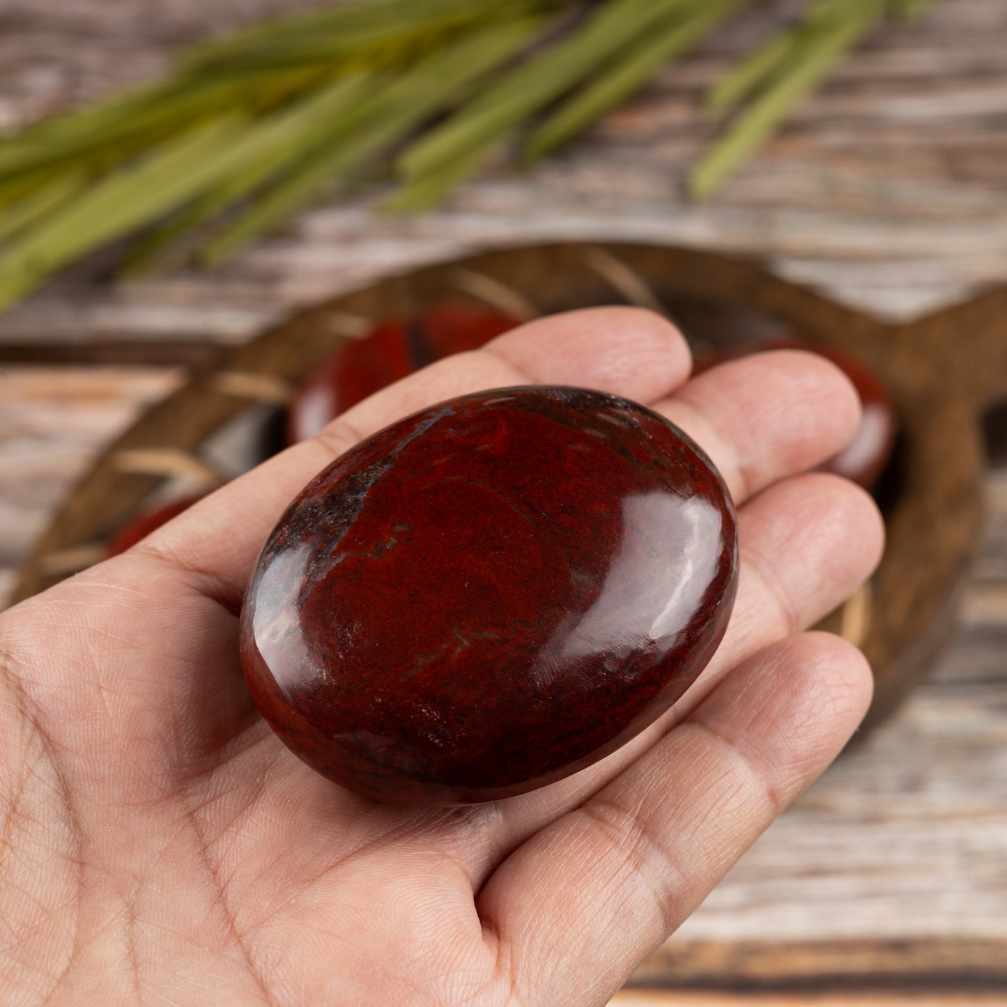 Red Jasper Palm Stone, Polished Crystal Stone for Chakra Balancing, Meditation, Spiritual and Crystal Gift