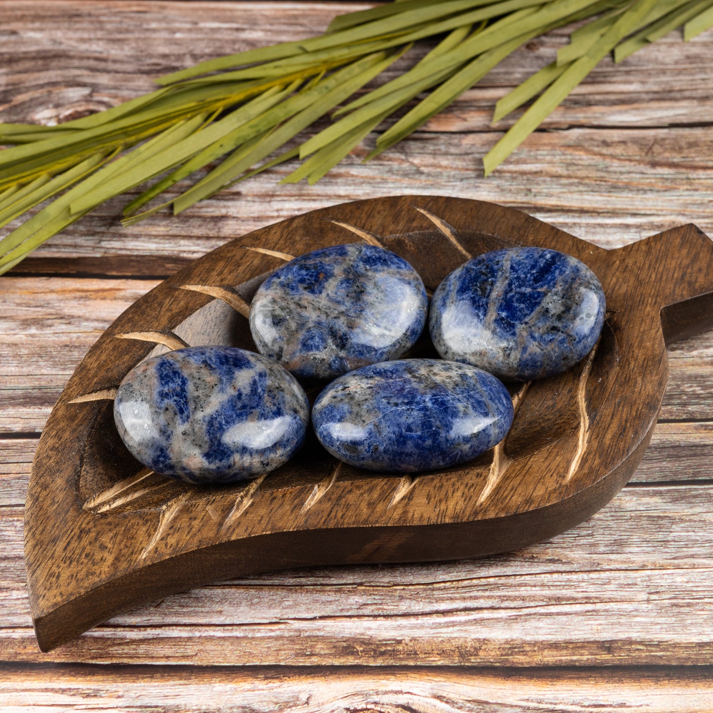 Sodalite Palm Stone, Polished Crystal Stone for Chakra Balancing, Meditation, Spiritual and Crystal Gift