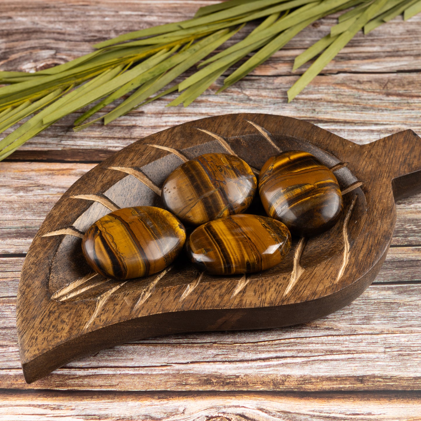 Tiger Eye Palm Stone, Polished Crystal Stone for Chakra Balancing, Meditation, Spiritual and Crystal Gift