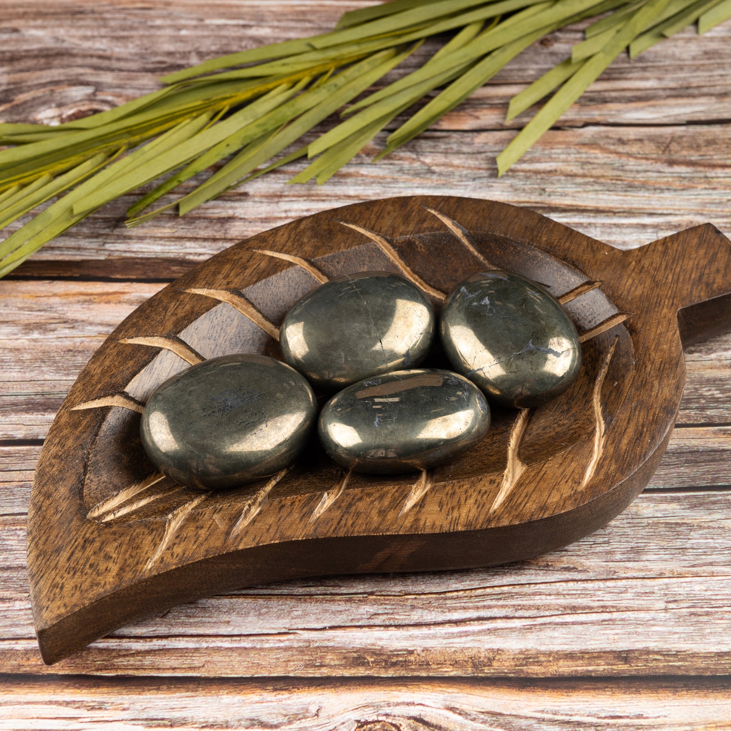 Pyrite Palm Stone, Polished Crystal Stone for Chakra Balancing, Meditation, Spiritual and Crystal Gift