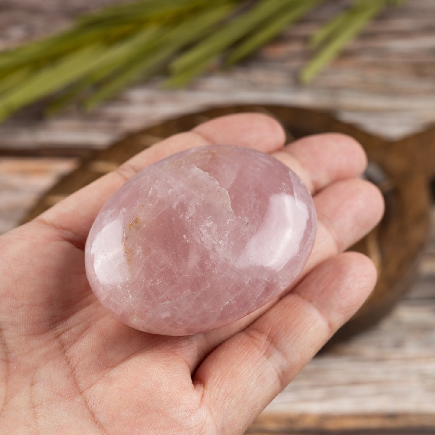 Rose Quartz Palm Stone, Polished Crystal Stone for Chakra Balancing, Meditation, Spiritual and Crystal Gift