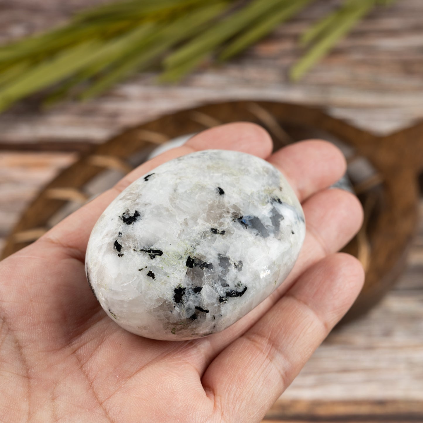 Rainbow Moonstone Palm Stone, Polished Crystal Stone for Chakra Balancing, Meditation, Spiritual and Crystal Gift