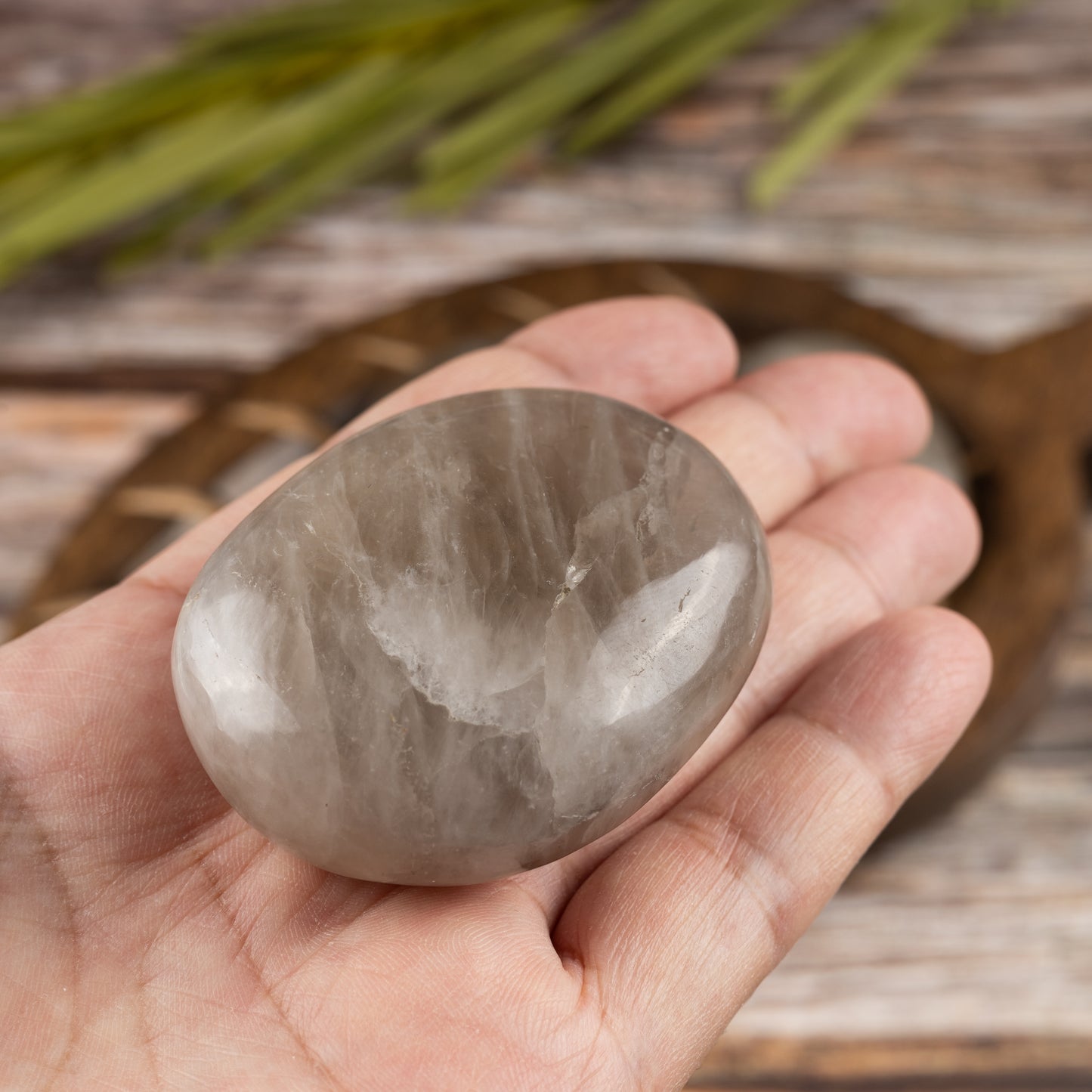Smoky Quartz Palm Stone, Polished Crystal Stone for Chakra Balancing, Meditation, Spiritual and Crystal Gift