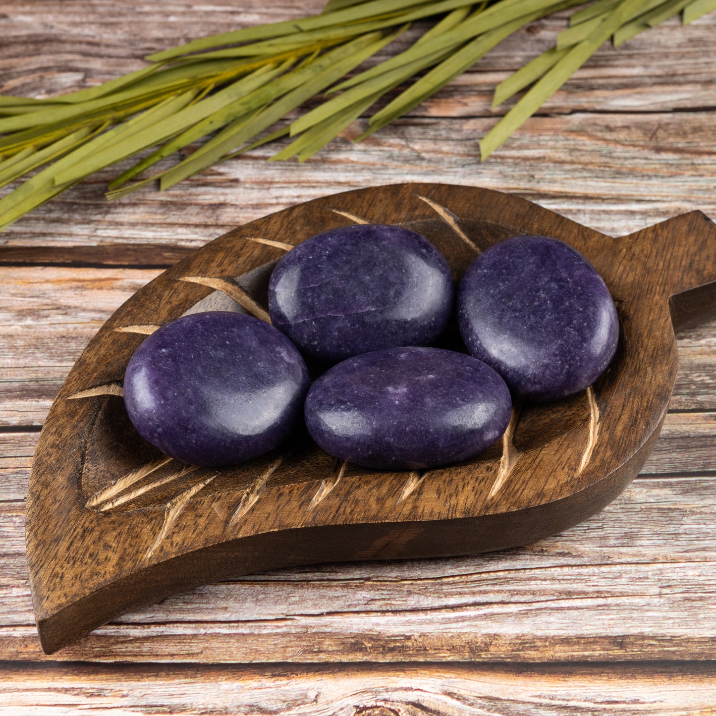 Lepidolite Palm Stone, Polished Crystal Stone for Chakra Balancing, Meditation, Spiritual and Crystal Gift
