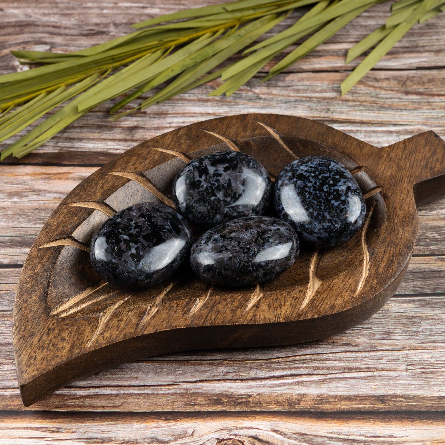 Indigo Gabbro Palm Stone, Polished Crystal Stone for Chakra Balancing, Meditation, Spiritual and Crystal Gift