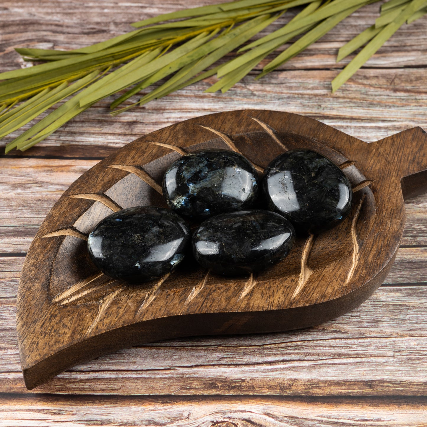 Larvikite Palm Stone, Polished Crystal Stone for Chakra Balancing, Meditation, Spiritual and Crystal Gift