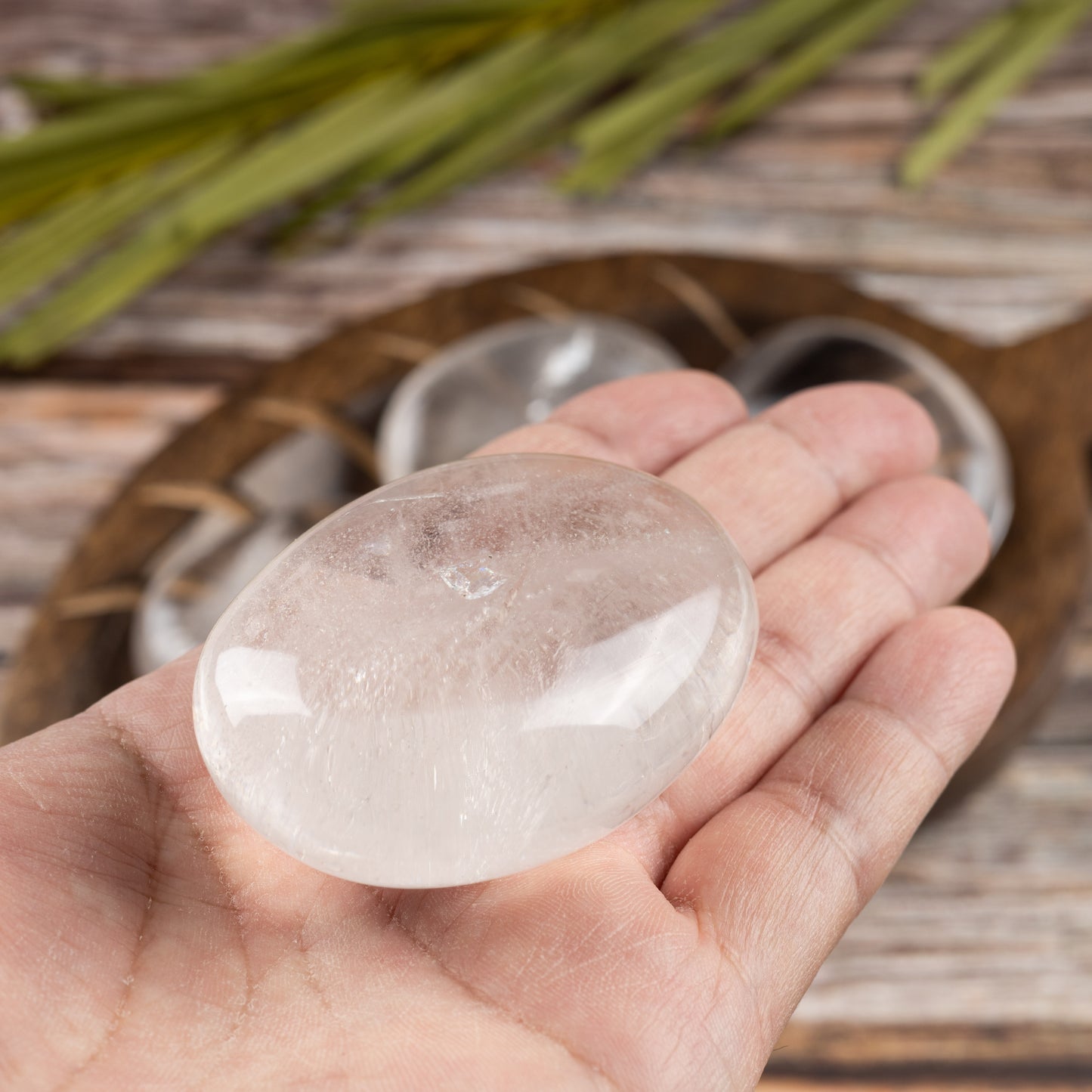 Clear Quartz Palm Stone, Polished Crystal Stone for Chakra Balancing, Meditation, Spiritual and Crystal Gift