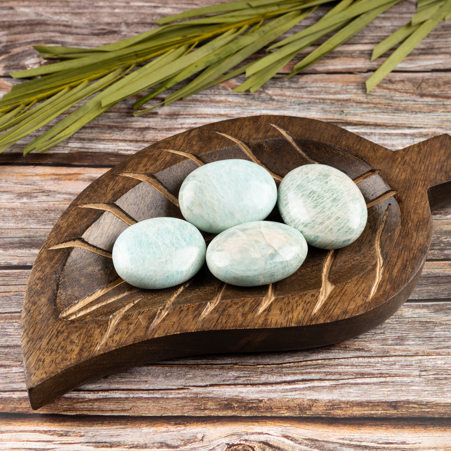 Amazonite Palm Stone, Polished Crystal Stone for Chakra Balancing, Meditation, Spiritual and Crystal Gift