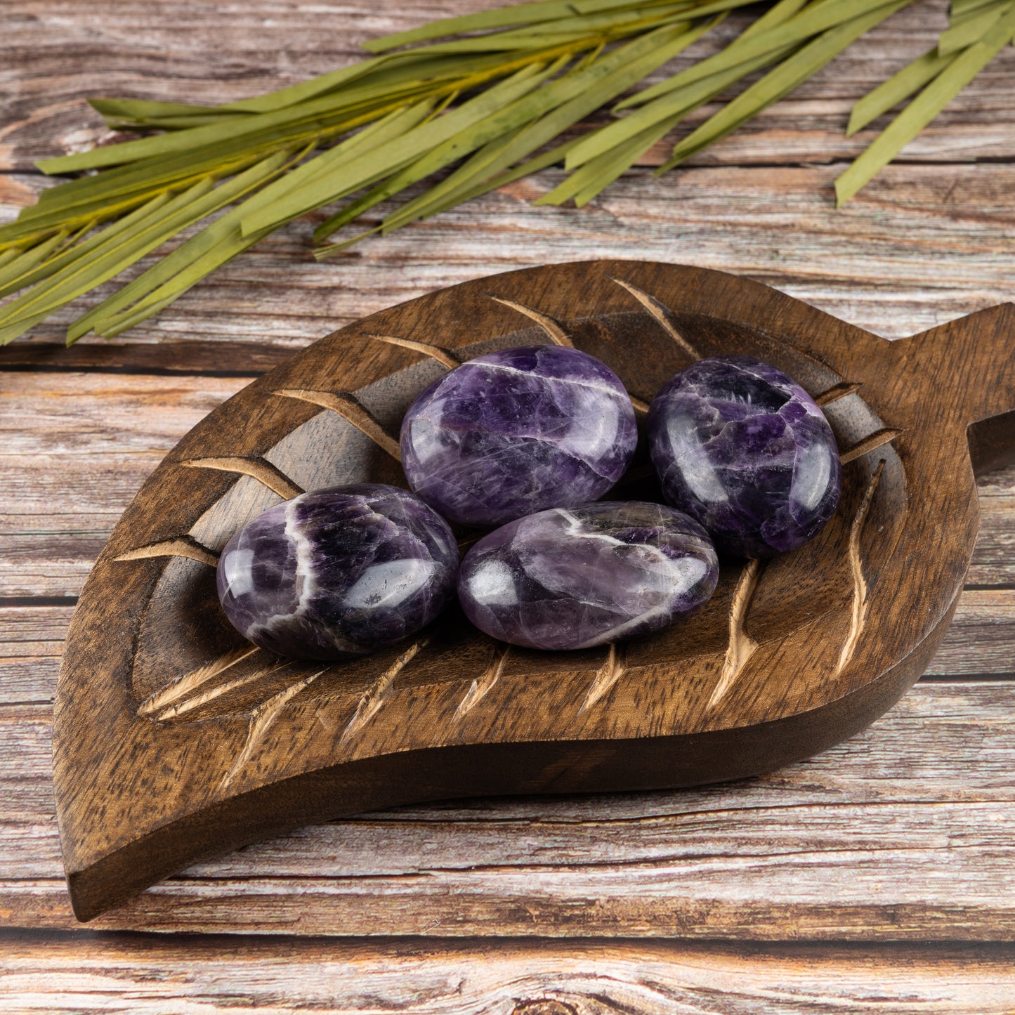 Amethyst Palm Stone, Polished Crystal Stone for Chakra Balancing, Meditation, Spiritual and Crystal Gift