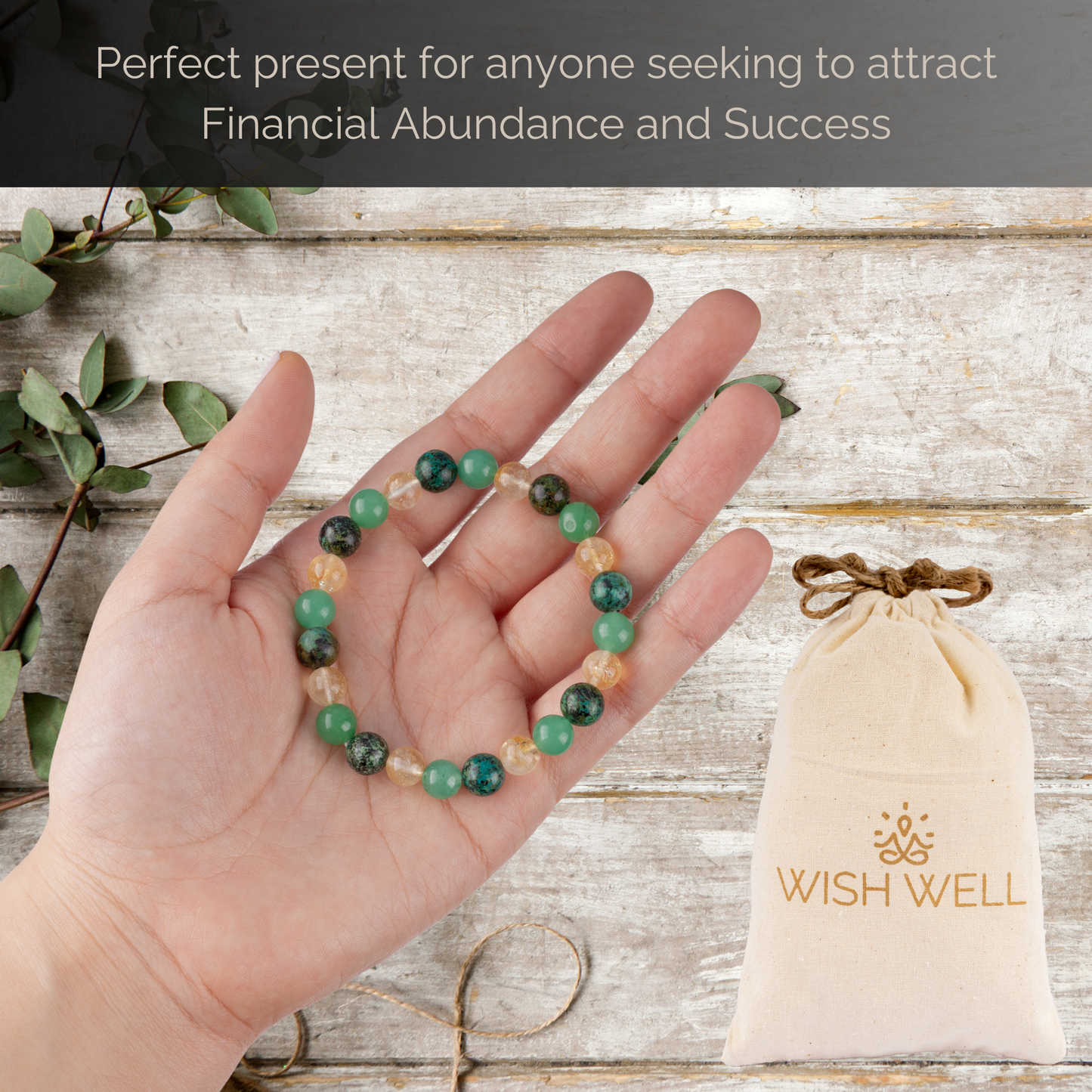 Prosperity Bracelet - Green Aventurine, African Turquoise, and Citrine Crystal Healing Stones - Beaded Bracelet, Spiritual Gifts