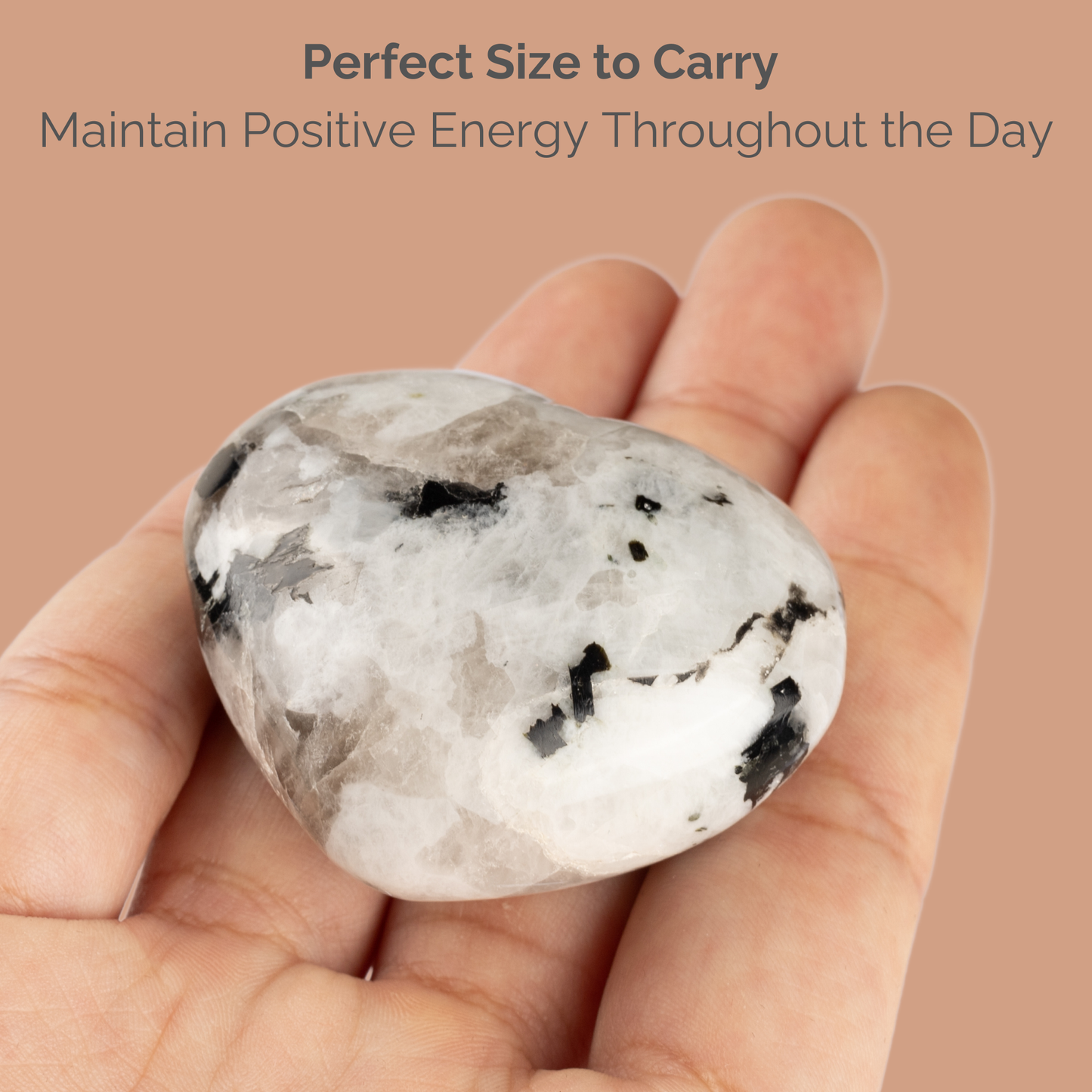 Rainbow Moonstone Heart Palm Stone, Polished Crystal Stone for Chakra Balancing, Meditation, Spiritual and Crystal Gift