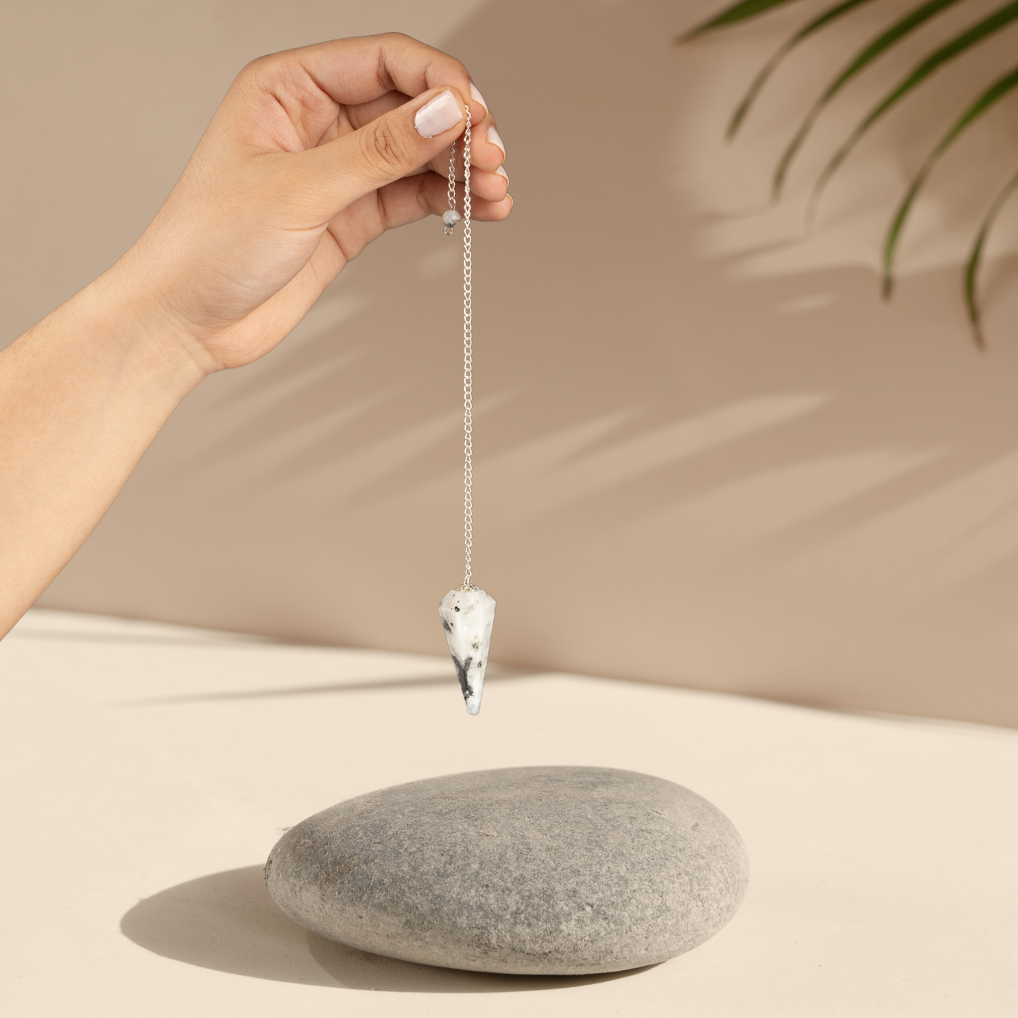 Rainbow Moonstone Pendulum Crystal Divination Tools — Dowsing Pendulum Crystal with Crystal Ball for Meditation, Chakra Healing, Energy Work, Reiki, and Crystal Grid