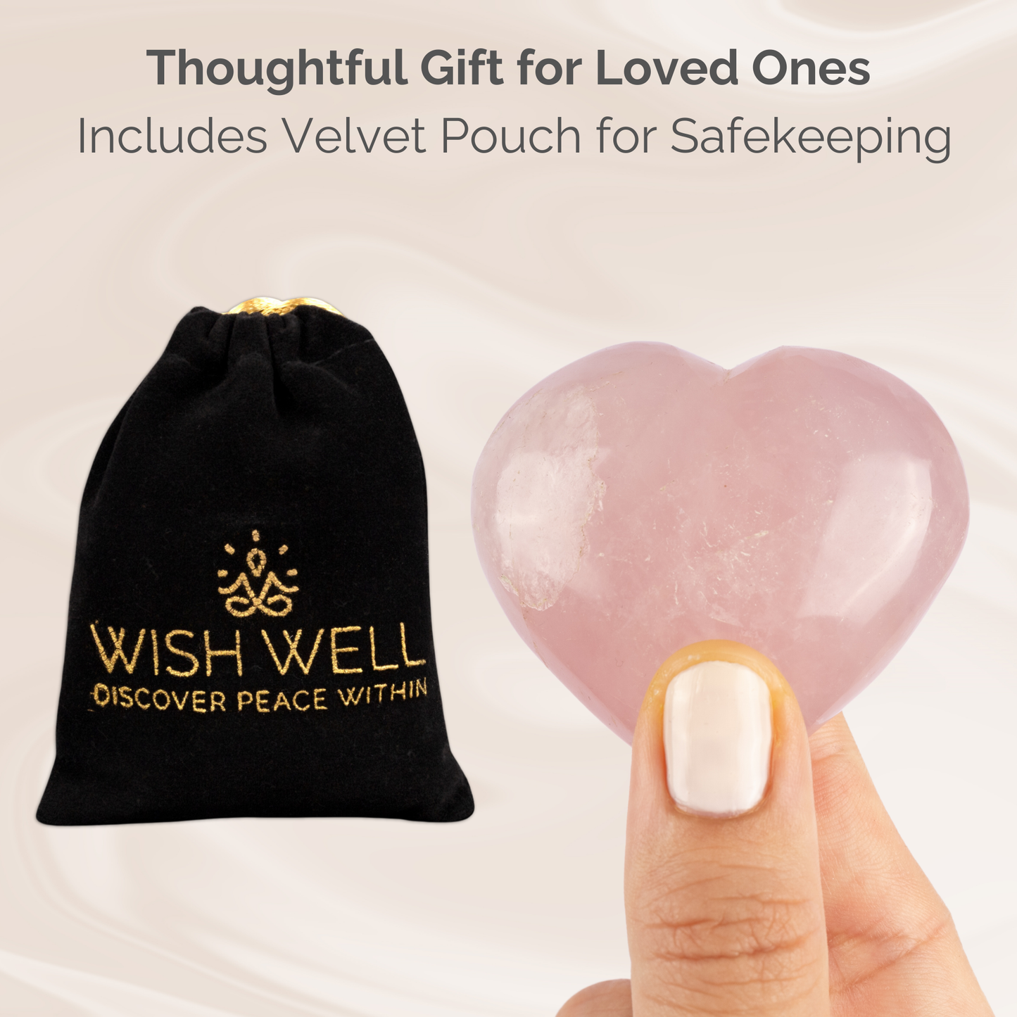 Rose Quartz Heart Palm Stone, Polished Crystal Stone for Chakra Balancing, Meditation, Spiritual and Crystal Gift