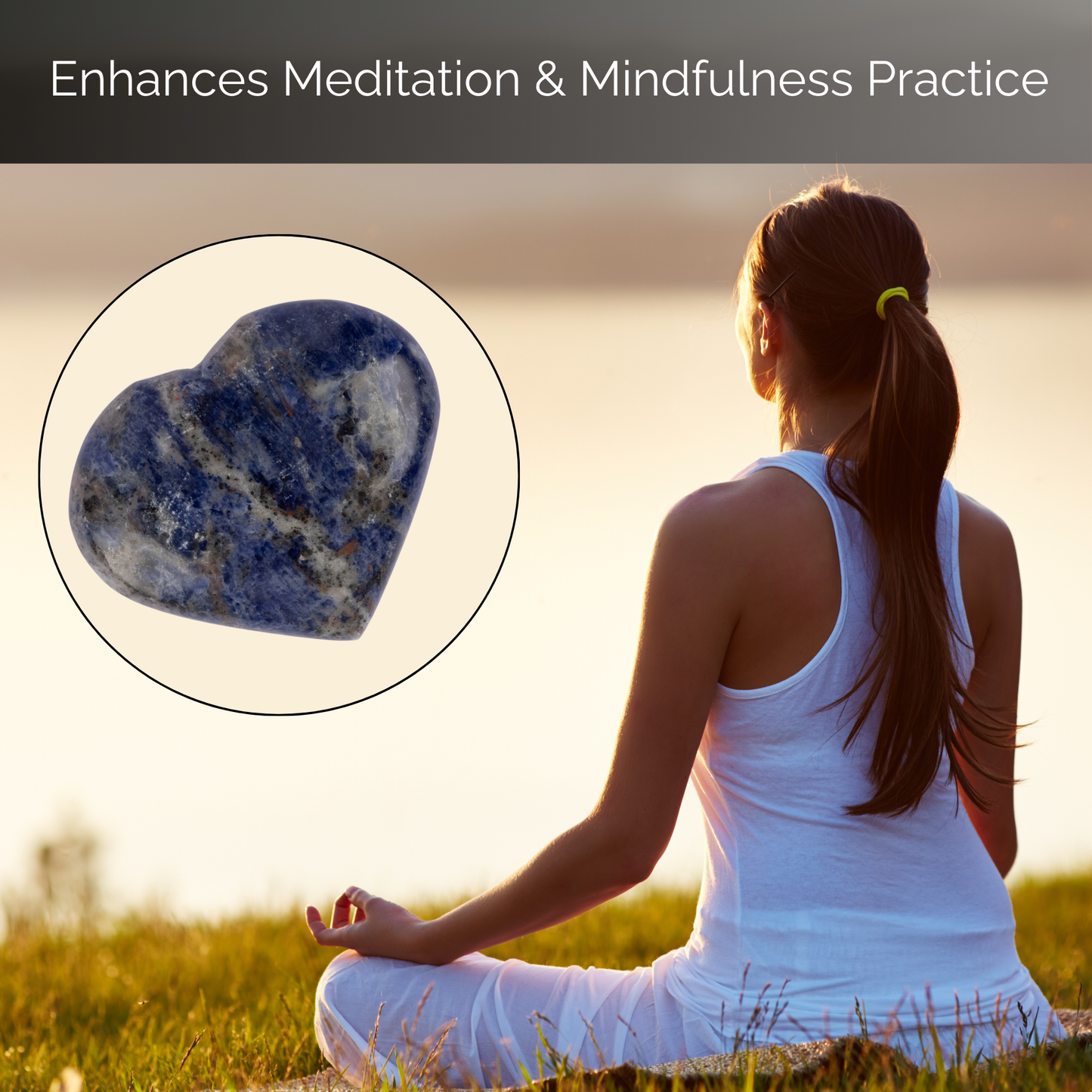 Sodalite Heart Palm Stone, Polished Crystal Stone for Chakra Balancing, Meditation, Spiritual and Crystal Gift