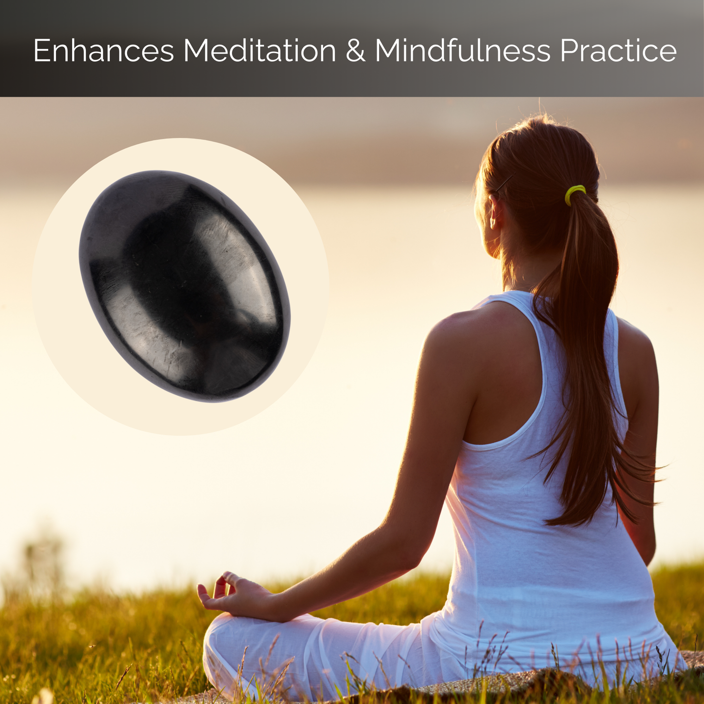 Shungite Palm Stone, Polished Crystal Stone for Chakra Balancing, Meditation, Spiritual and Crystal Gift