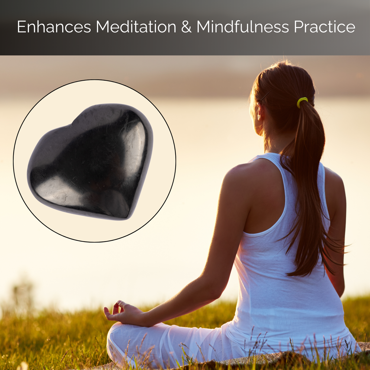 Shungite Heart Palm Stone, Polished Crystal Stone for Chakra Balancing, Meditation, Spiritual and Crystal Gift