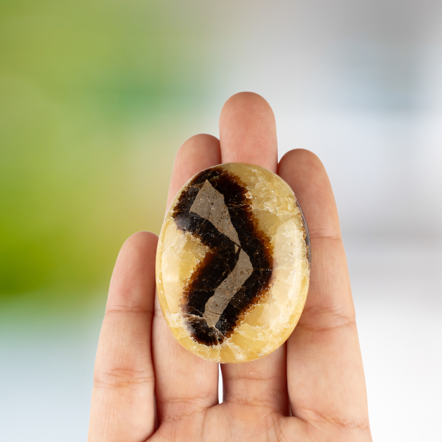Septarian Palm Stone, Polished Crystal Stone for Chakra Balancing, Meditation, Spiritual and Crystal Gift