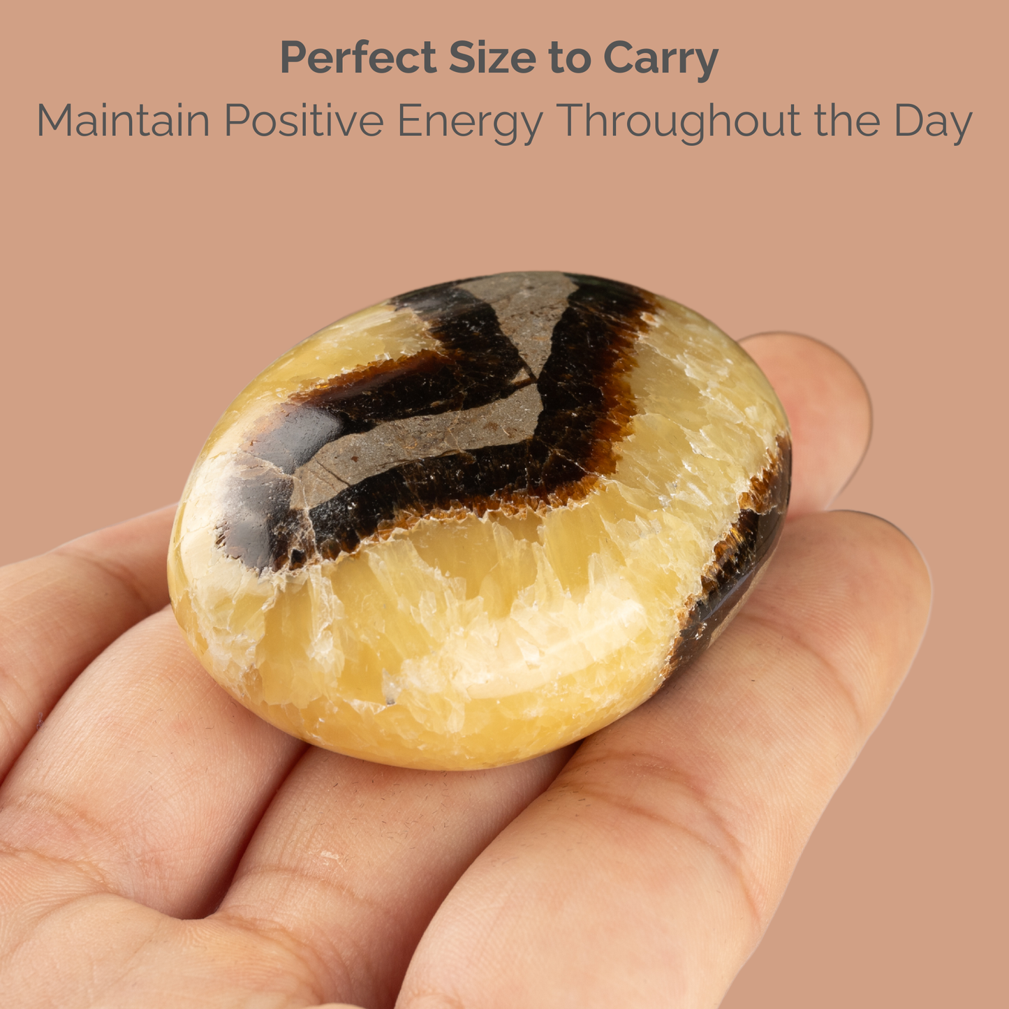 Septarian Palm Stone, Polished Crystal Stone for Chakra Balancing, Meditation, Spiritual and Crystal Gift