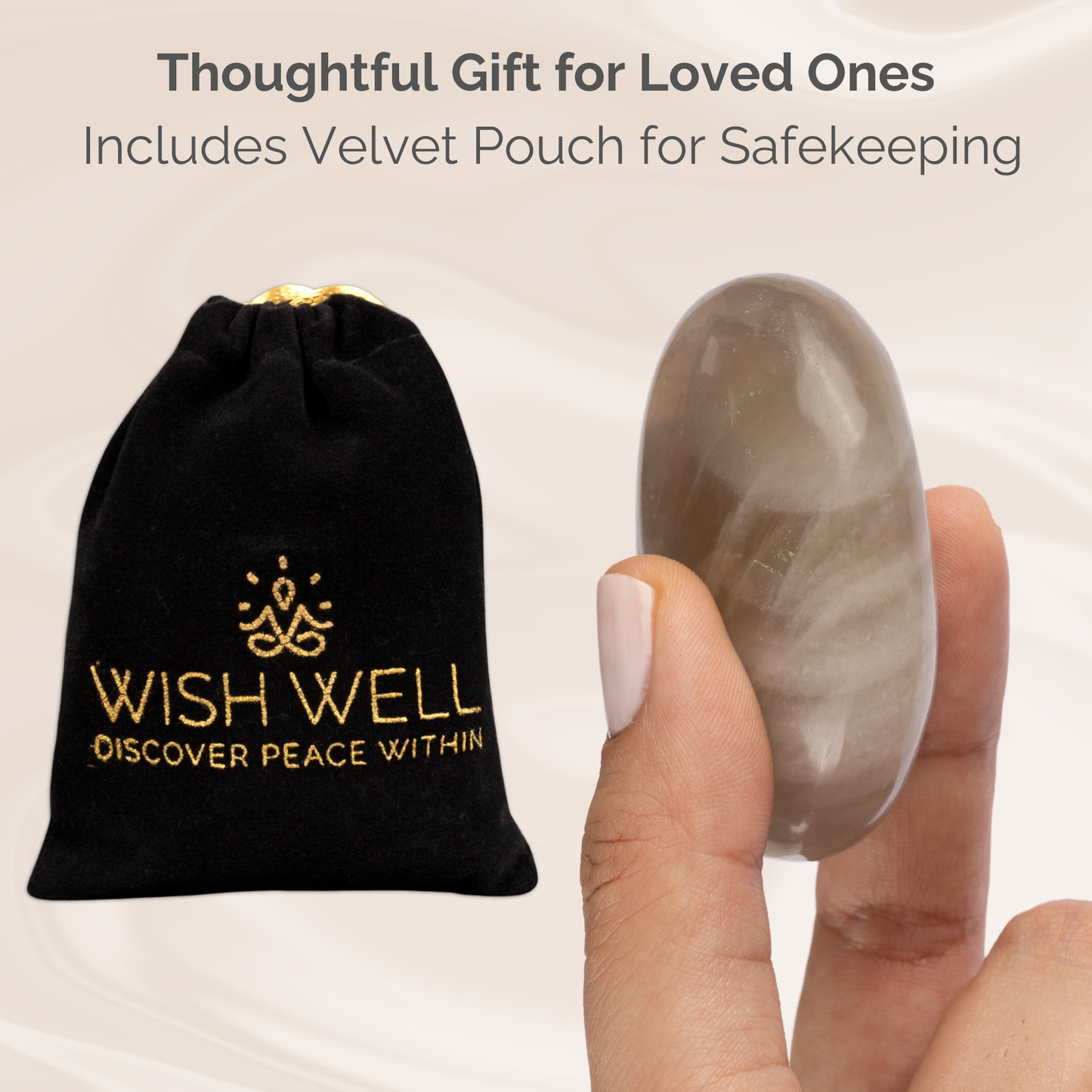 Smoky Quartz Palm Stone, Polished Crystal Stone for Chakra Balancing, Meditation, Spiritual and Crystal Gift
