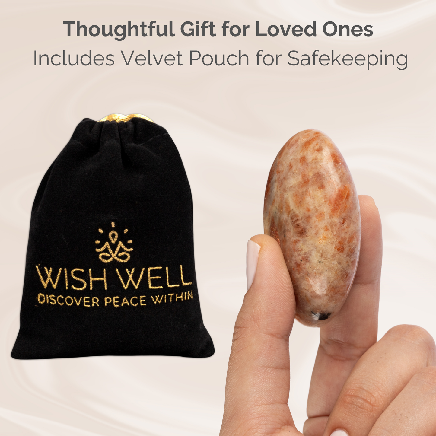Sunstone Palm Stone, Polished Crystal Stone for Chakra Balancing, Meditation, Spiritual and Crystal Gift