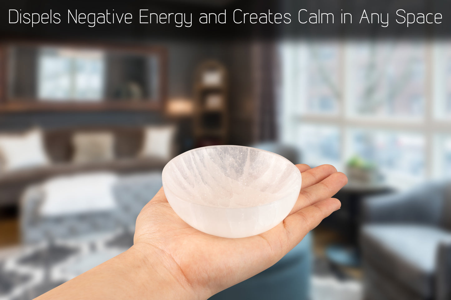 4" Selenite Bowl Round, Selenite Crystal Cleansing Bowl, Healing Crystals & Stones, Spiritual Crystal Decor