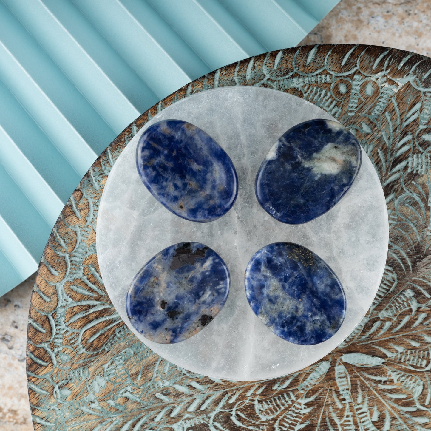 Sodalite Worry Stone, Healing Crystals, Energy Healing Thumb Stone, Meditation & Spiritual Gift