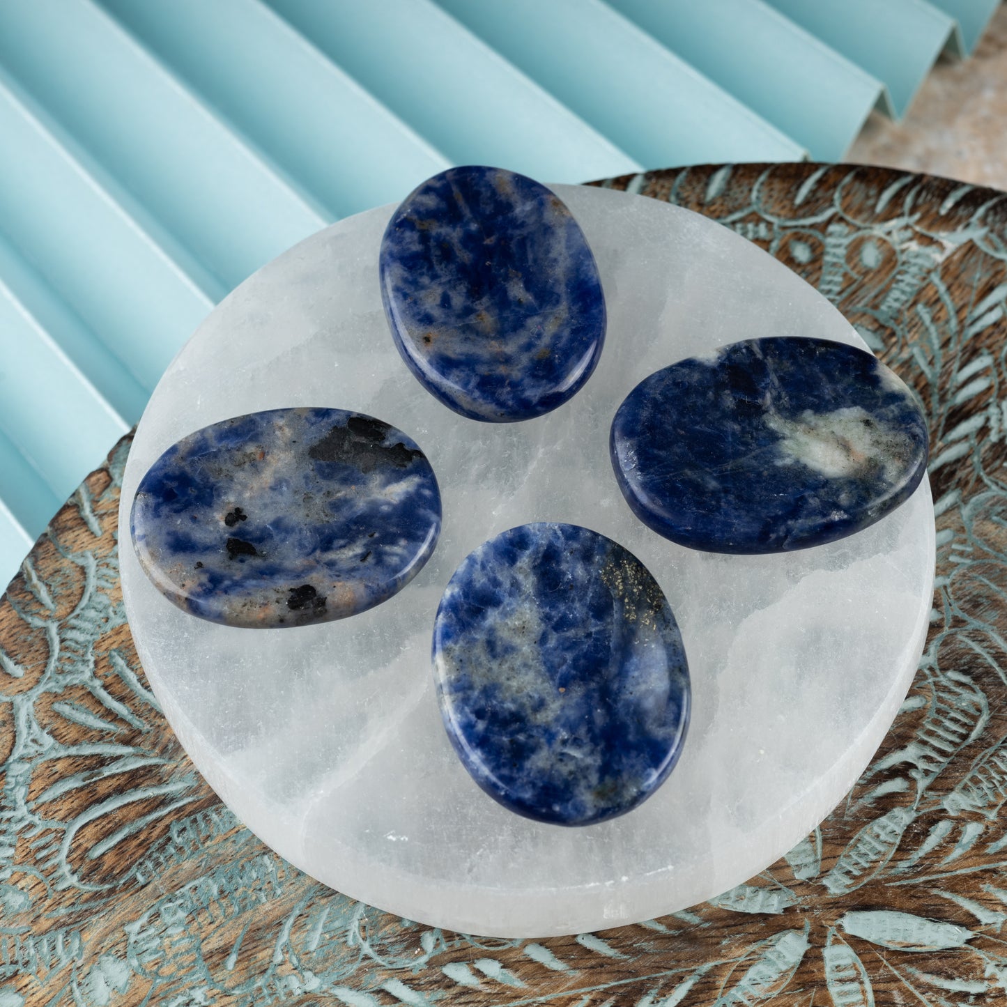Sodalite Worry Stone, Healing Crystals, Energy Healing Thumb Stone, Meditation & Spiritual Gift