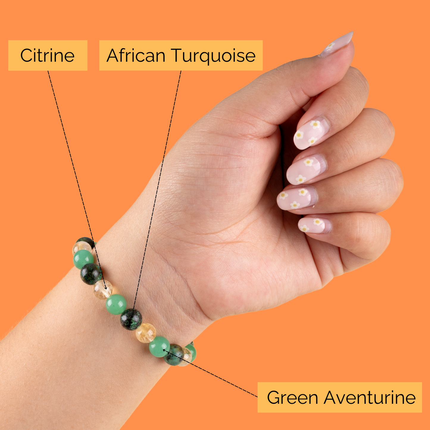 Prosperity Bracelet - Green Aventurine, African Turquoise, and Citrine Crystal Healing Stones - Beaded Bracelet, Spiritual Gifts
