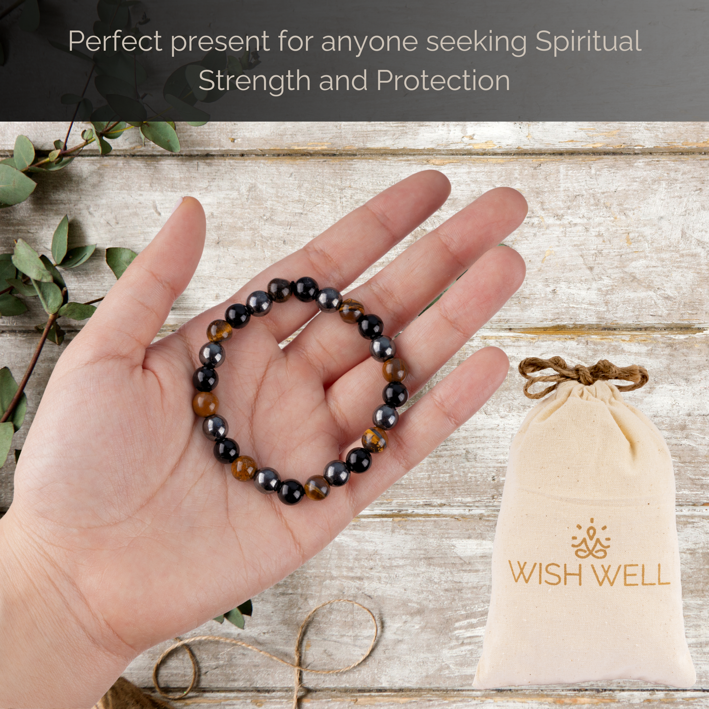 Protection Bracelet - Black Obsidian, Tiger’s Eye, and Hematite Crystal Healing Stone - Beaded Bracelets - Spiritual Gifts