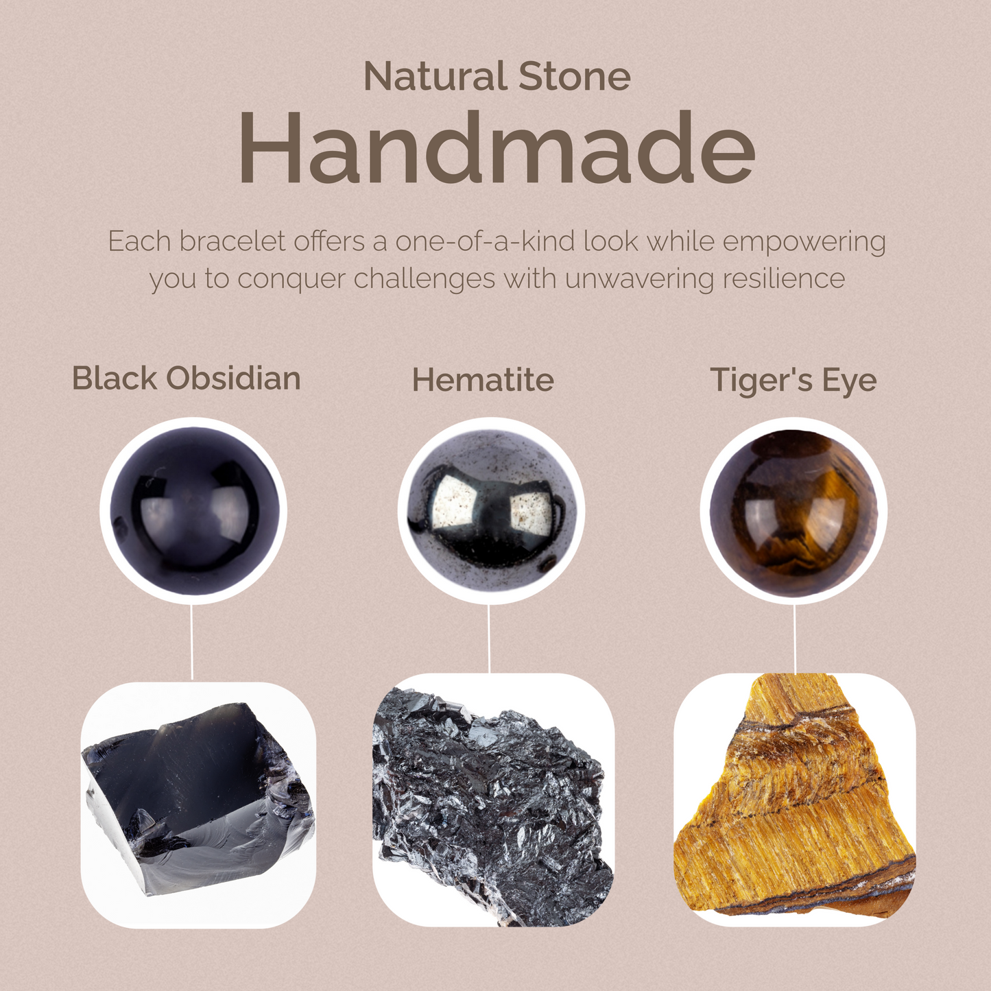 Protection Bracelet - Black Obsidian, Tiger’s Eye, and Hematite Crystal Healing Stone - Beaded Bracelets - Spiritual Gifts
