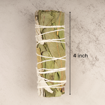 Eucalyptus White Sage Smudge Stick 4", Energy Cleansing Smudging Sticks, Smoke Cleanse Smudging Wand, Home Protection, Purifying, & House Blessing