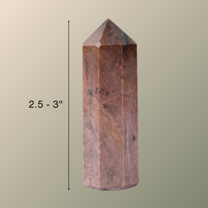 Natural Rhodonite Obelisk Point Crystal Tower 2.5-3", Healing Crystals and Stones, Meditation Accessories, Reiki, Spiritual Gifts & Decor