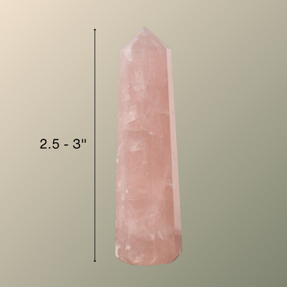 Natural Rose Quartz Obelisk Point Crystal Tower 2.5-3", Healing Crystals and Stones, Meditation Accessories, Reiki, Spiritual Gifts & Decor