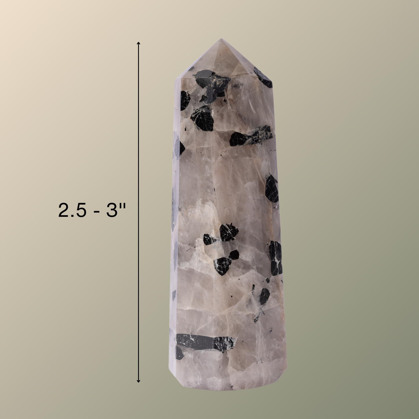 Natural Tourmalinated Quartz Obelisk Point Crystal Tower 2.5-3", Healing Crystals and Stones, Meditation Accessories, Reiki, Spiritual Gifts & Decor