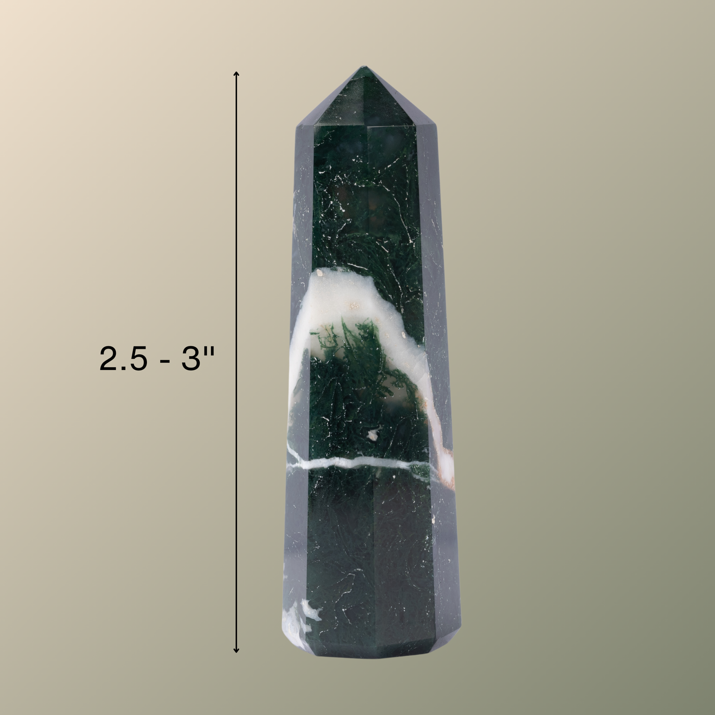 Natural Moss Agate Obelisk Point Crystal Tower 2.5-3", Healing Crystals and Stones, Meditation Accessories, Reiki, Spiritual Gifts & Decor