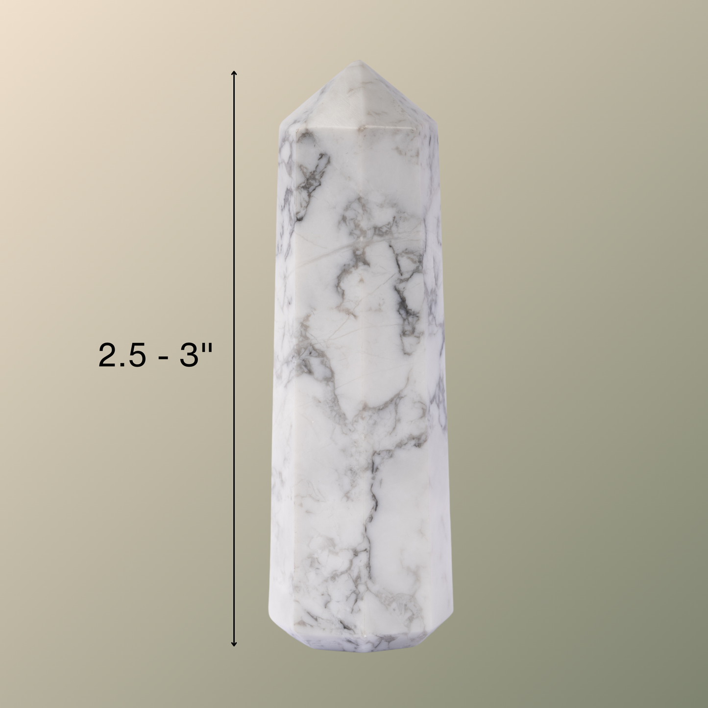 Natural Howlite Obelisk Point Crystal Tower 2.5-3", Healing Crystals and Stones, Meditation Accessories, Reiki, Spiritual Gifts & Decor