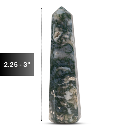 Natural Moss Agate Obelisk Point Crystal Tower 2.5-3", Healing Crystals and Stones, Meditation Accessories, Reiki, Spiritual Gifts & Decor