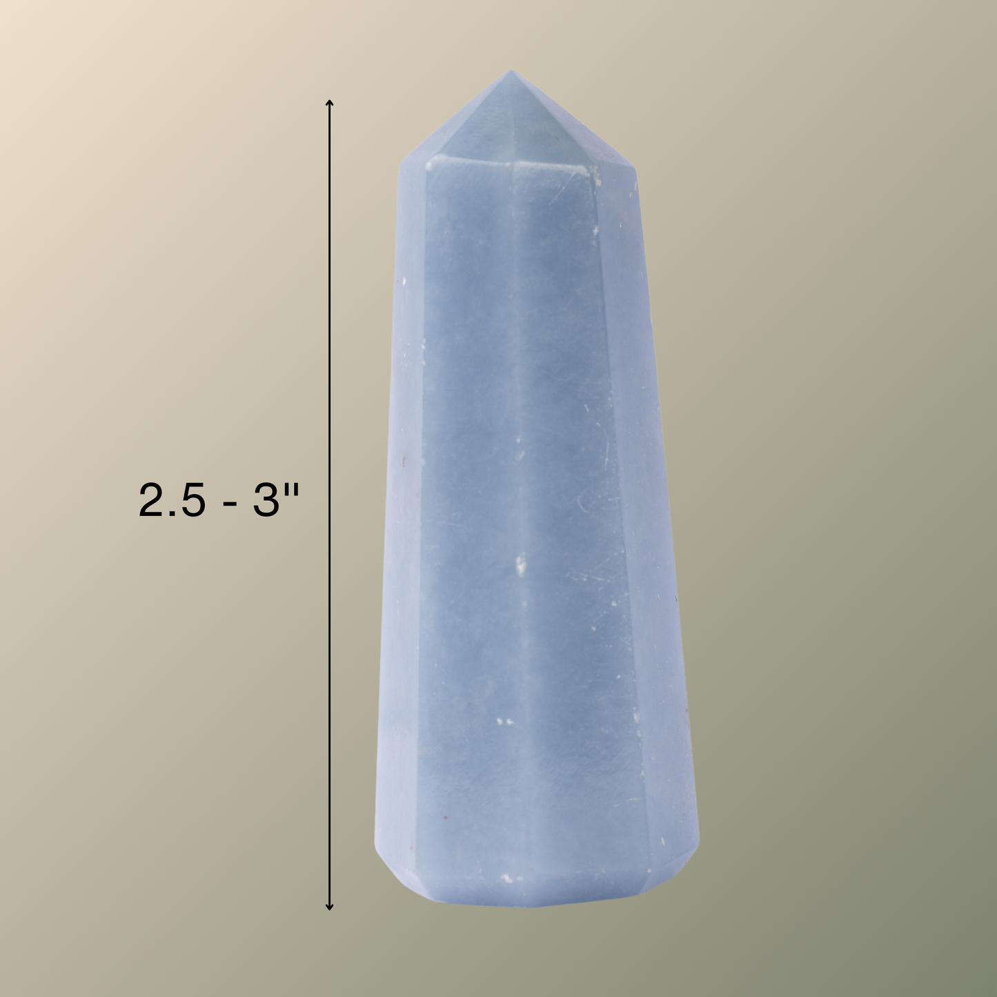 Natural Angelite Obelisk Point Crystal Tower 2.5-3", Healing Crystals and Stones, Meditation Accessories, Reiki, Spiritual Gifts & Decor