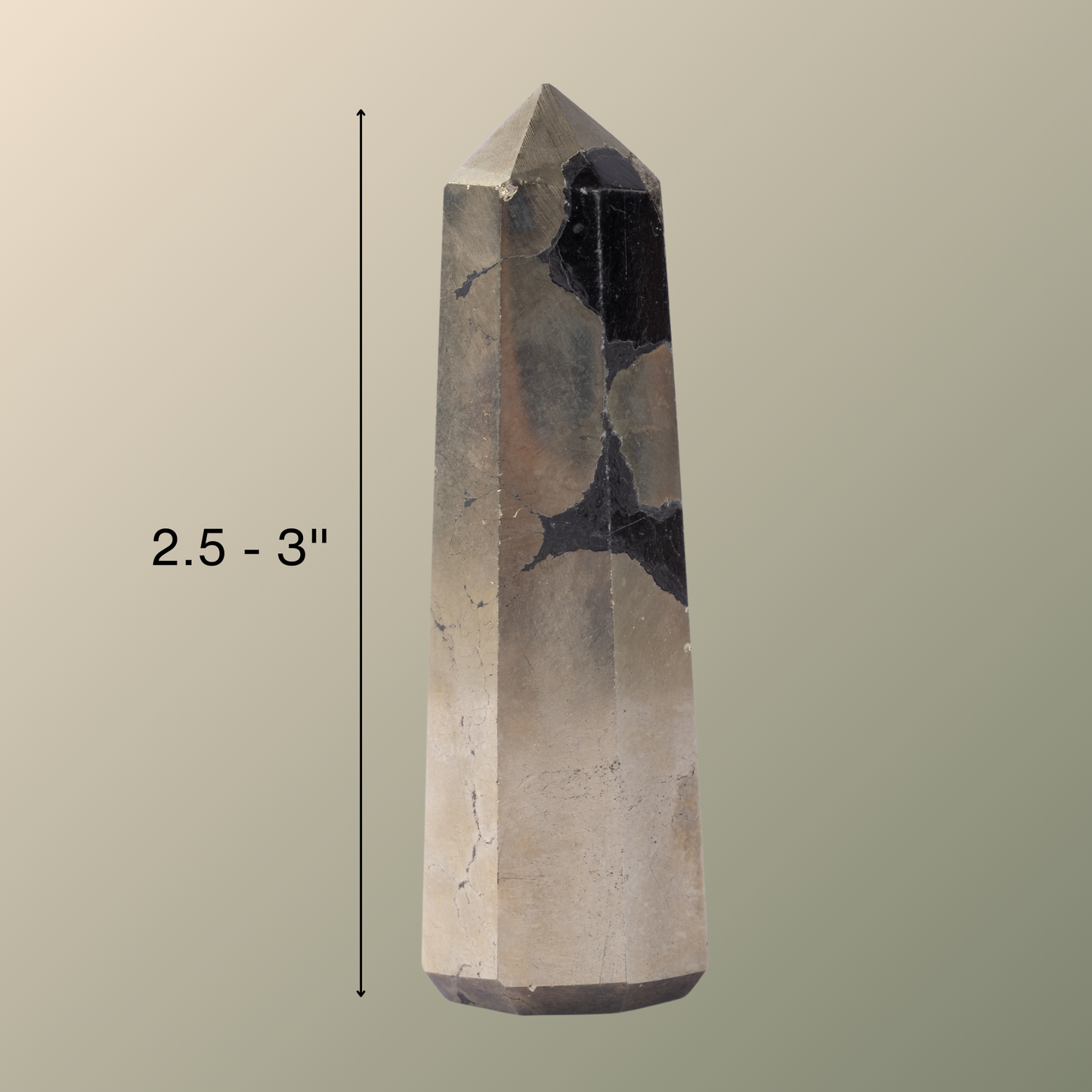 Natural Pyrite Obelisk Point Crystal Tower 2.5-3", Healing Crystals and Stones, Meditation Accessories, Reiki, Spiritual Gifts & Decor