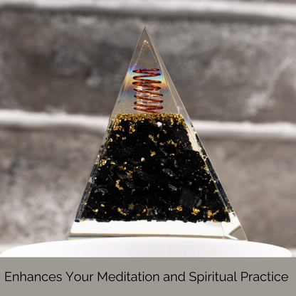 Black Tourmaline Orgonite Crystal Pyramid, Orgonite Protection Healing Crystals, Orgone Energy Pyramid, Crystal Decor, Meditation Gifts