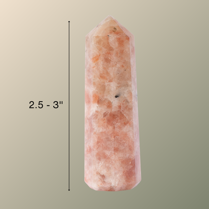 Natural Sunstone Obelisk Point Crystal Tower 2.5-3", Healing Crystals and Stones, Meditation Accessories, Reiki, Spiritual Gifts & Decor