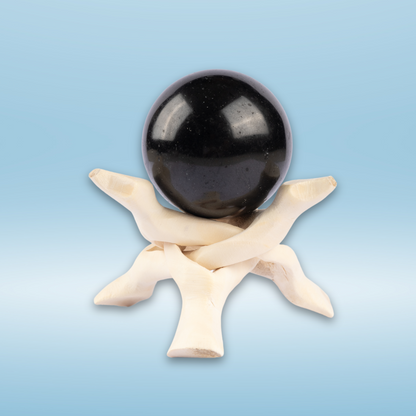 50-65mm Black Tourmaline Sphere with Wooden Stand, Healing Crystal Sphere, Home Crystal Decor, Energy Crystal, Sphere Stand, Crystal Gifts