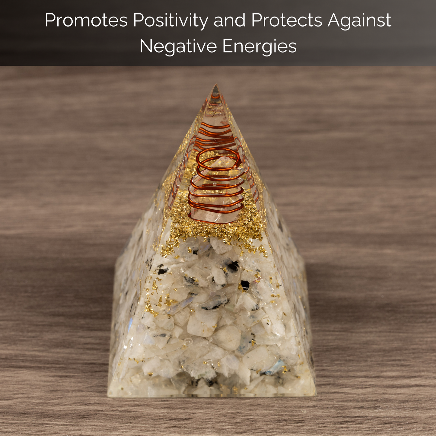 Rainbow Moonstone Orgonite Crystal Pyramid, Orgonite Protection Healing Crystals, Orgone Energy Pyramid, Crystal Decor, Meditation Gifts