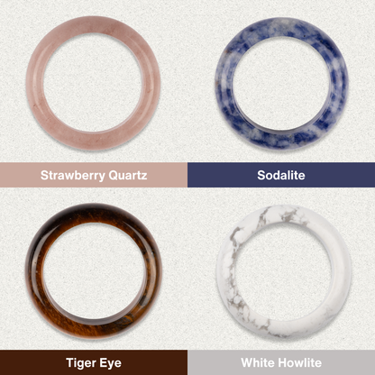 Healing Crystal Rings, Natural Stone Solid Bands, Jewelry Gifts, Energy Crystals, Minimalist Rings, US Sizes 6.5–10, 20 Natural Crystals