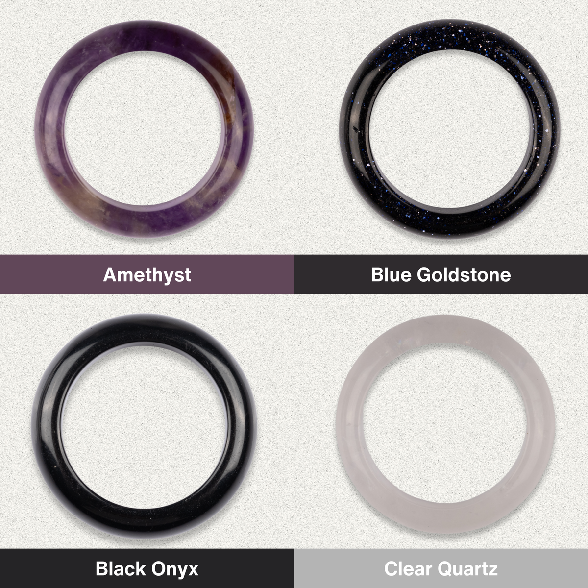 Healing Crystal Rings, Natural Stone Solid Bands, Jewelry Gifts, Energy Crystals, Minimalist Rings, US Sizes 6.5–10, 20 Natural Crystals
