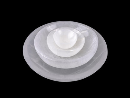 Selenite Charging Bowl, Four Sizes 2.25", 4", 5.5", & 7.5", Selenite Crystal, Meditation Bowl, Reiki, Jewelry Holder, Cleansing Bowl
