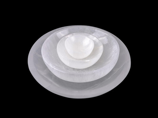 Selenite Charging Bowl, Four Sizes 2.25", 4", 5.5", & 7.5", Selenite Crystal, Meditation Bowl, Reiki, Jewelry Holder, Cleansing Bowl